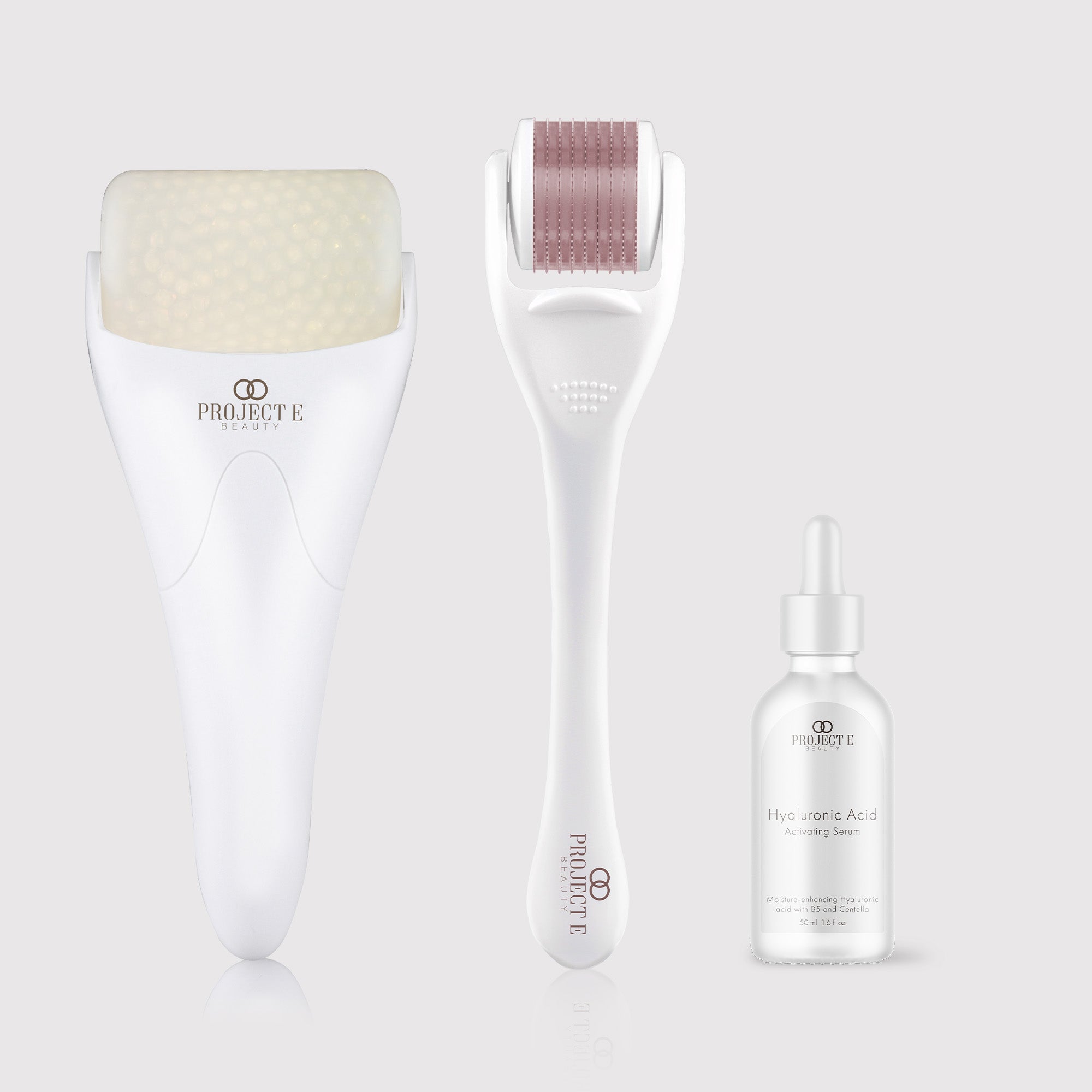 Slow+Glow Set: Rejuvenate with microneedling, ice therapy & hyaluronic acid for a collagen boost.